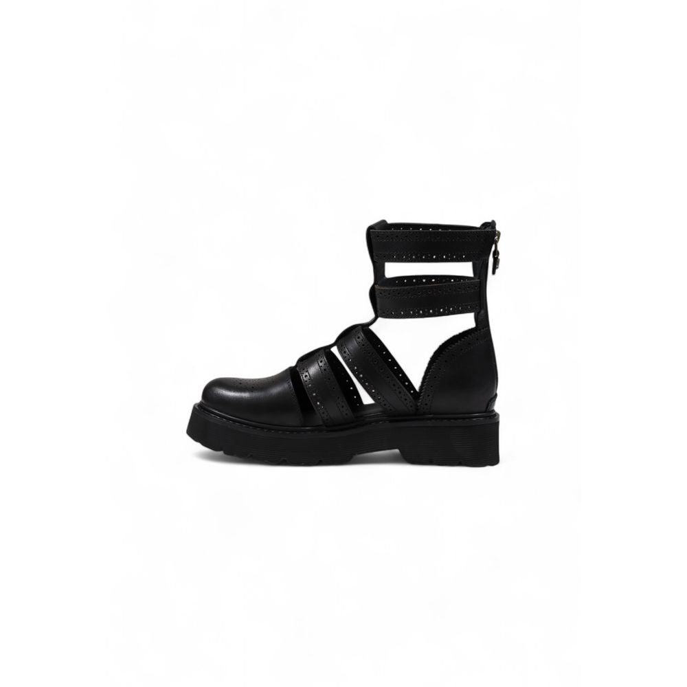 Cult Schwarze Ledersandalen