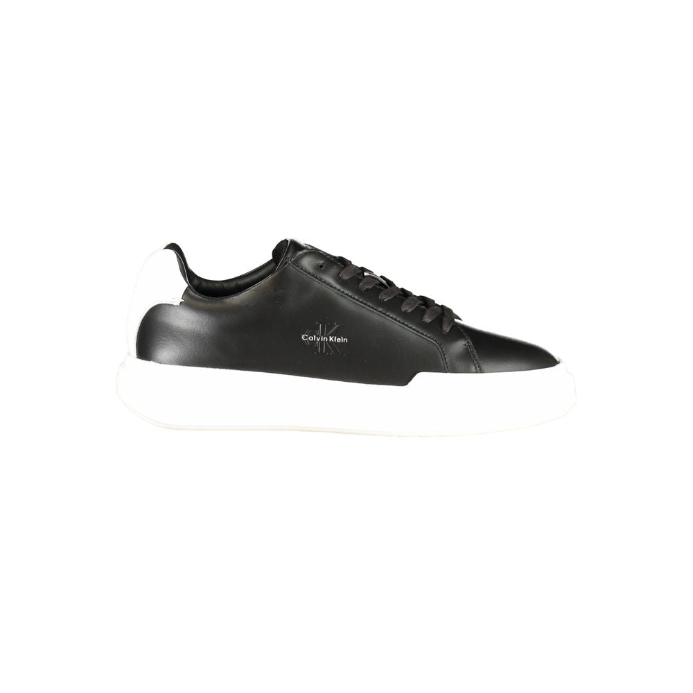 Baskets basses en cuir noir pour homme Calvin Klein