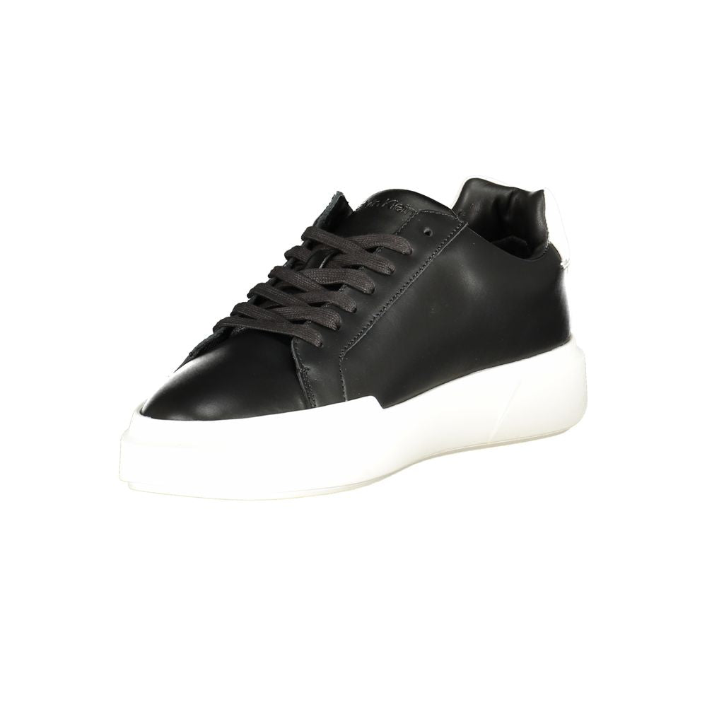 Baskets basses en cuir noir pour homme Calvin Klein