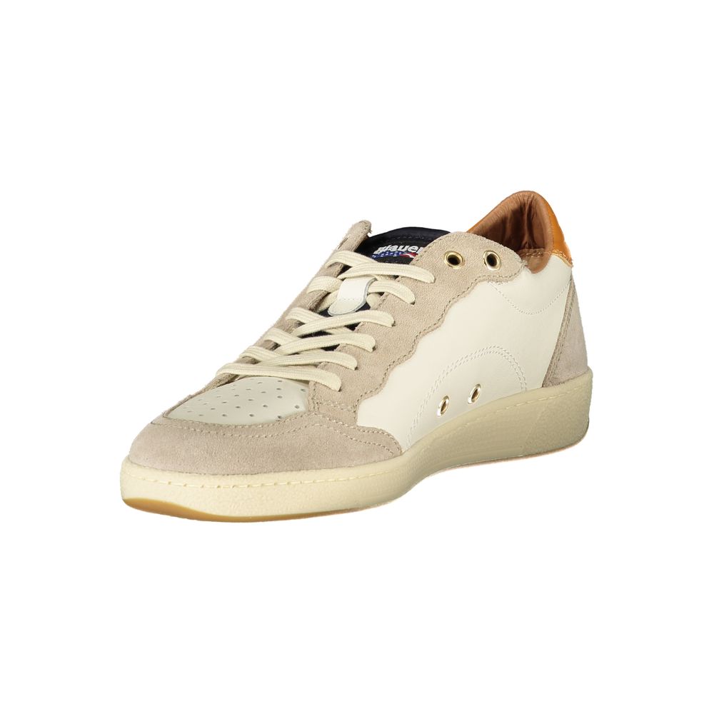 Blauer Weiße Leder-Sneaker für Herren