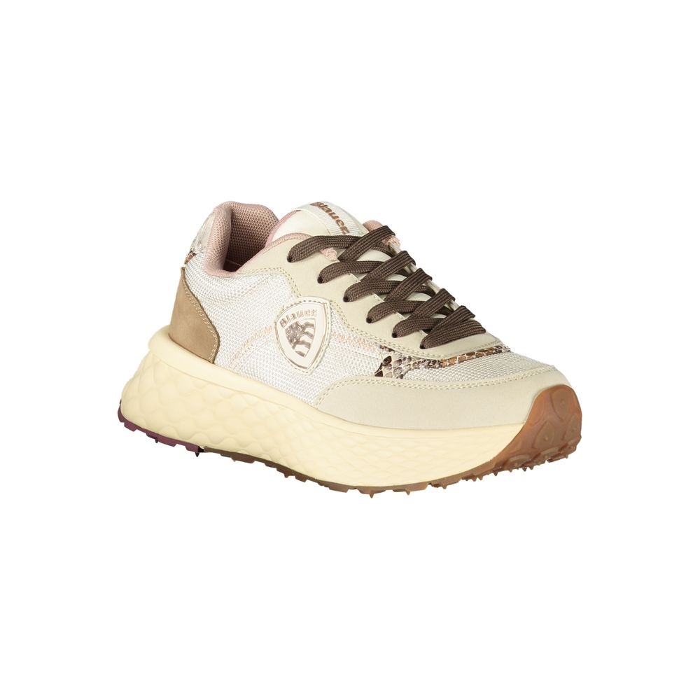 Blauer Beige Genuine Leather Sneaker