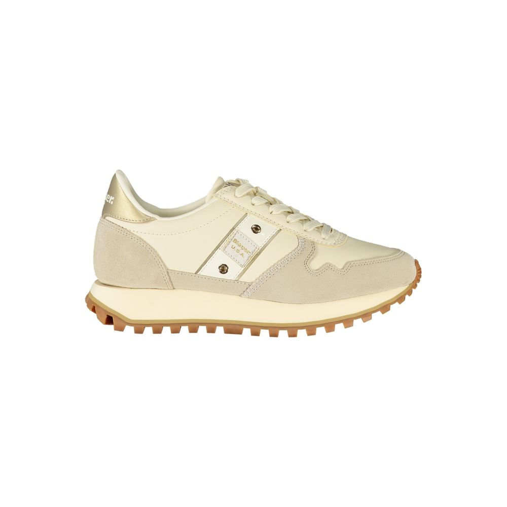 Blauer Beige Genuine Leather Sneaker
