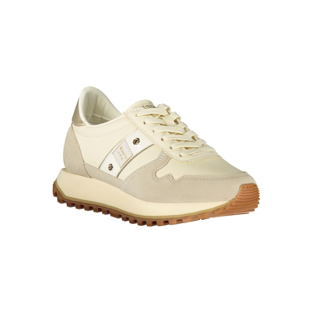 Blauer Beige Genuine Leather Sneaker