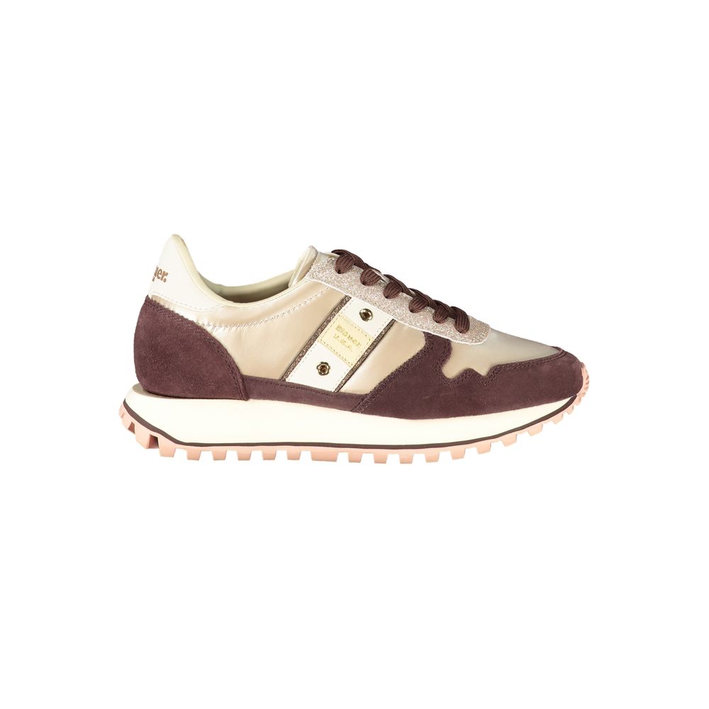 Blauer Beige Genuine Leather Sneaker