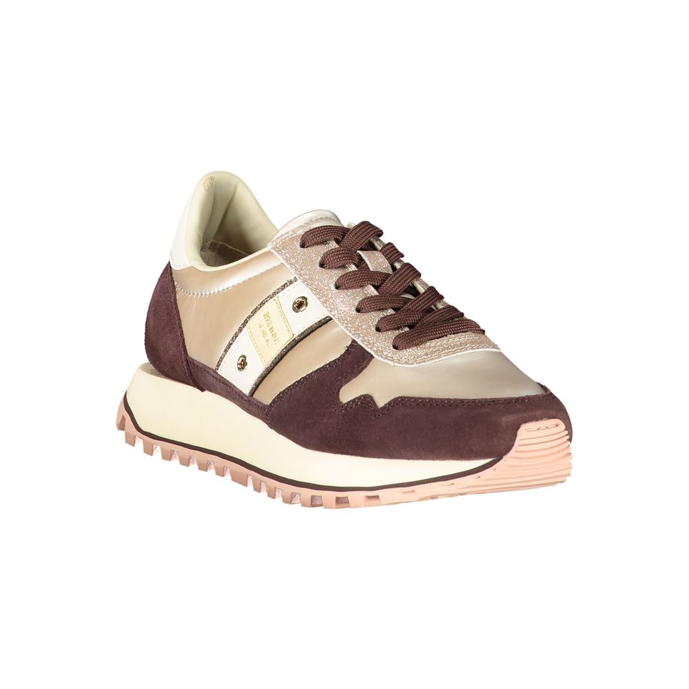 Blauer Beige Genuine Leather Sneaker