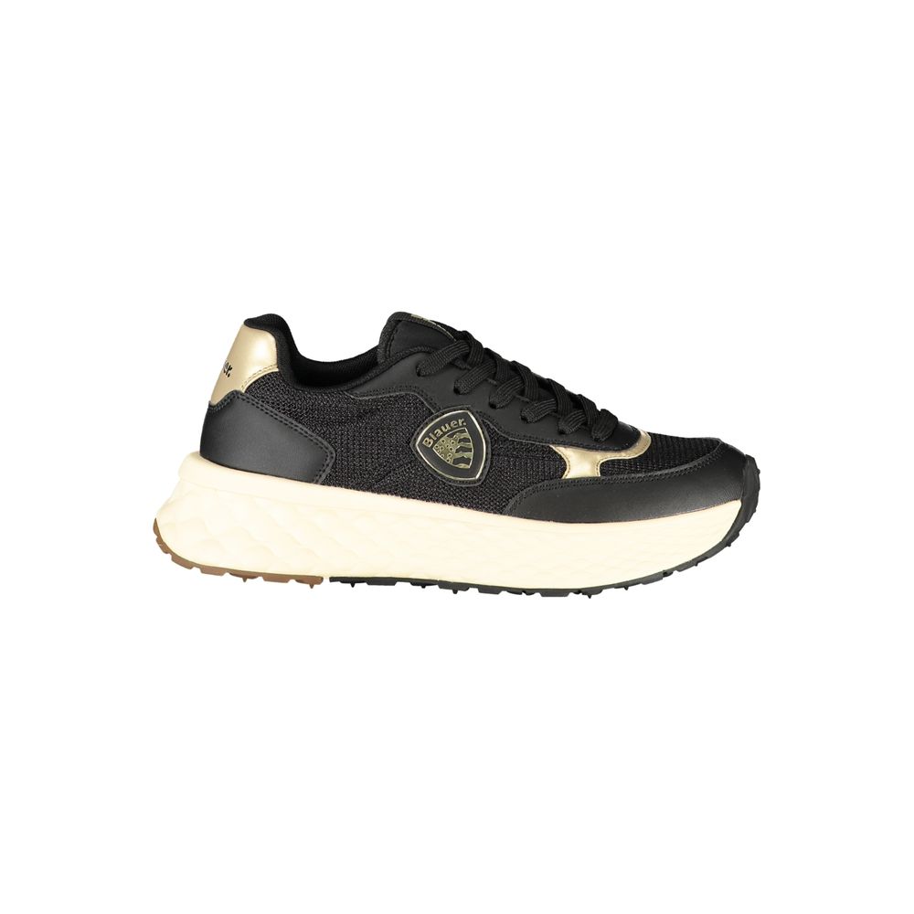 Blauer Schwarzer Sneaker aus echtem Leder