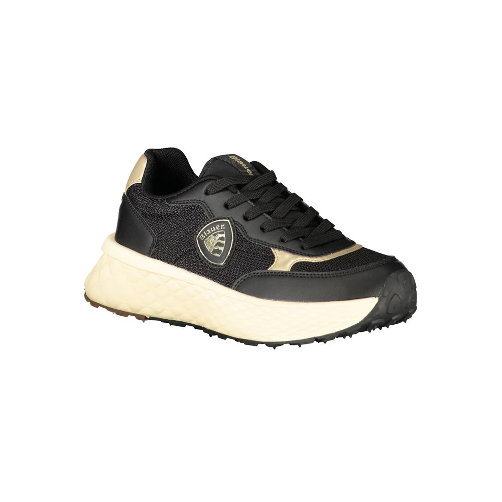 Blauer Schwarzer Sneaker aus echtem Leder