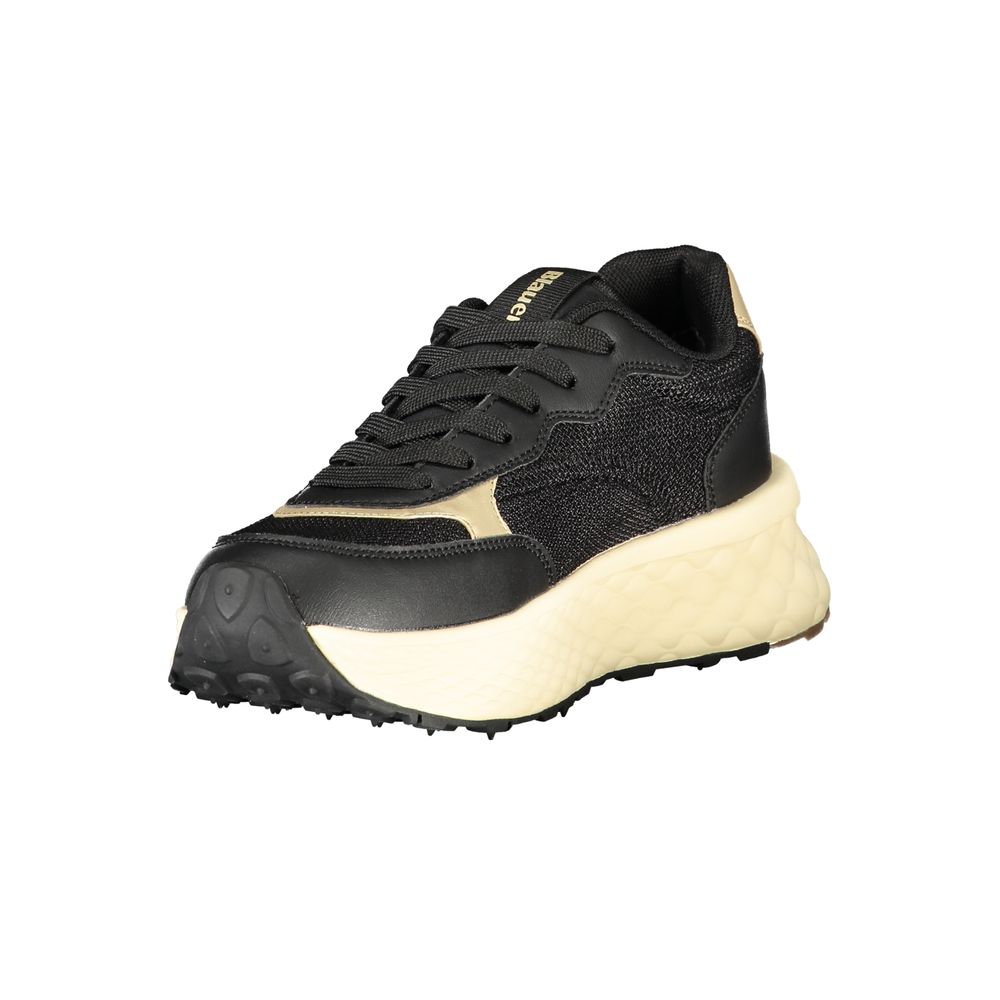 Blauer Schwarzer Sneaker aus echtem Leder