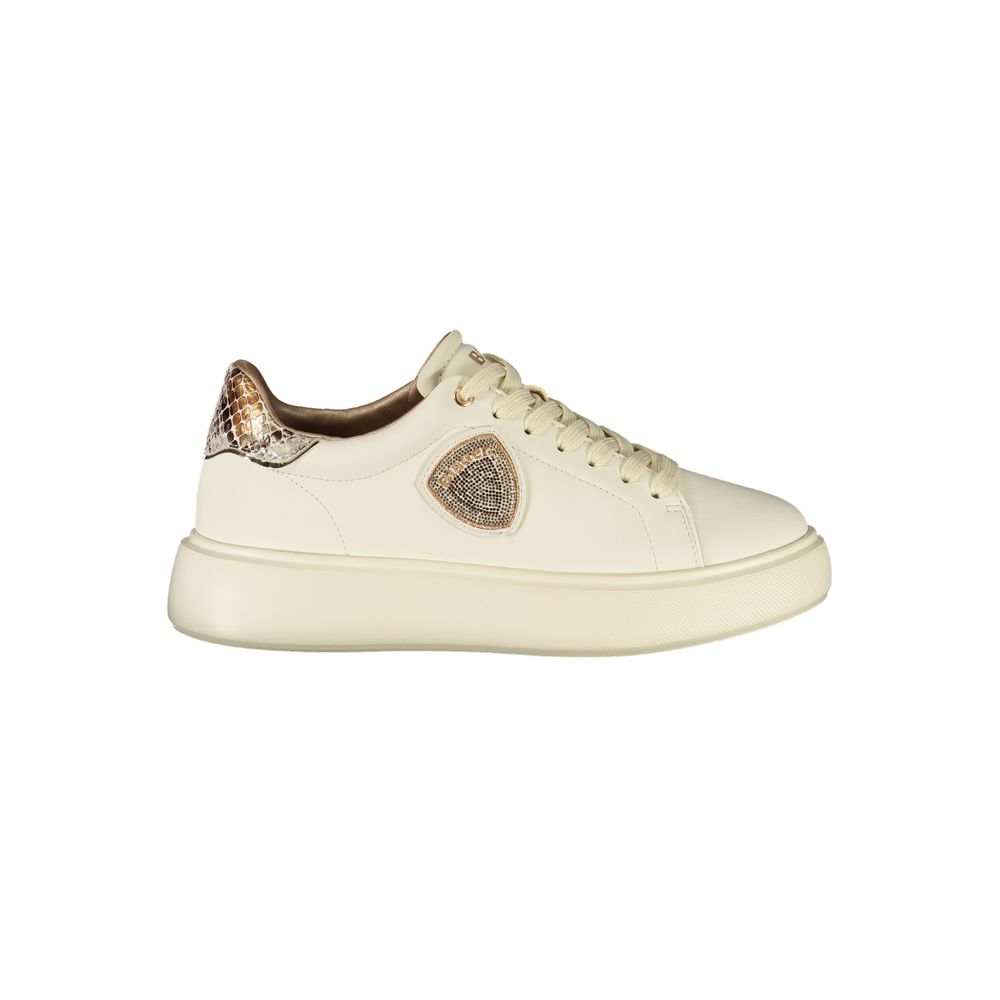 Blauer Damen Sneaker aus Beige Polyurethan