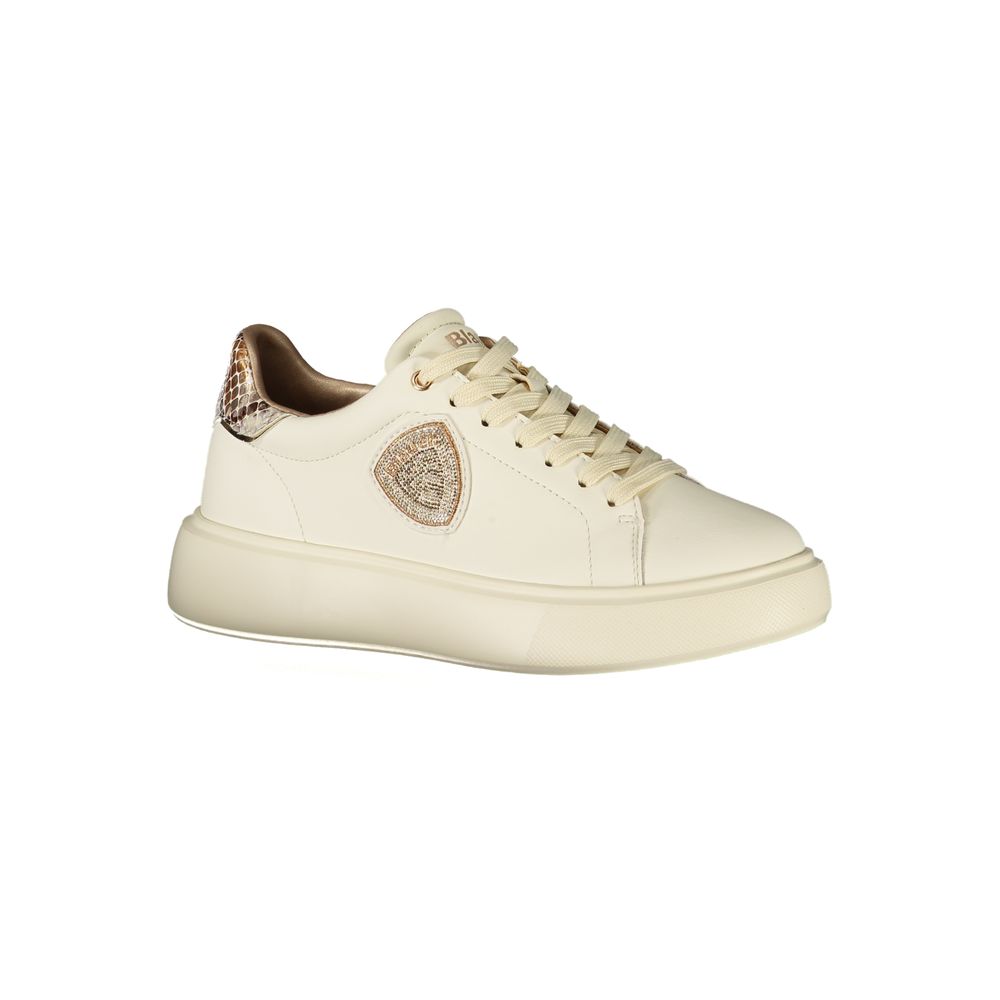 Blauer Damen Sneaker aus Beige Polyurethan