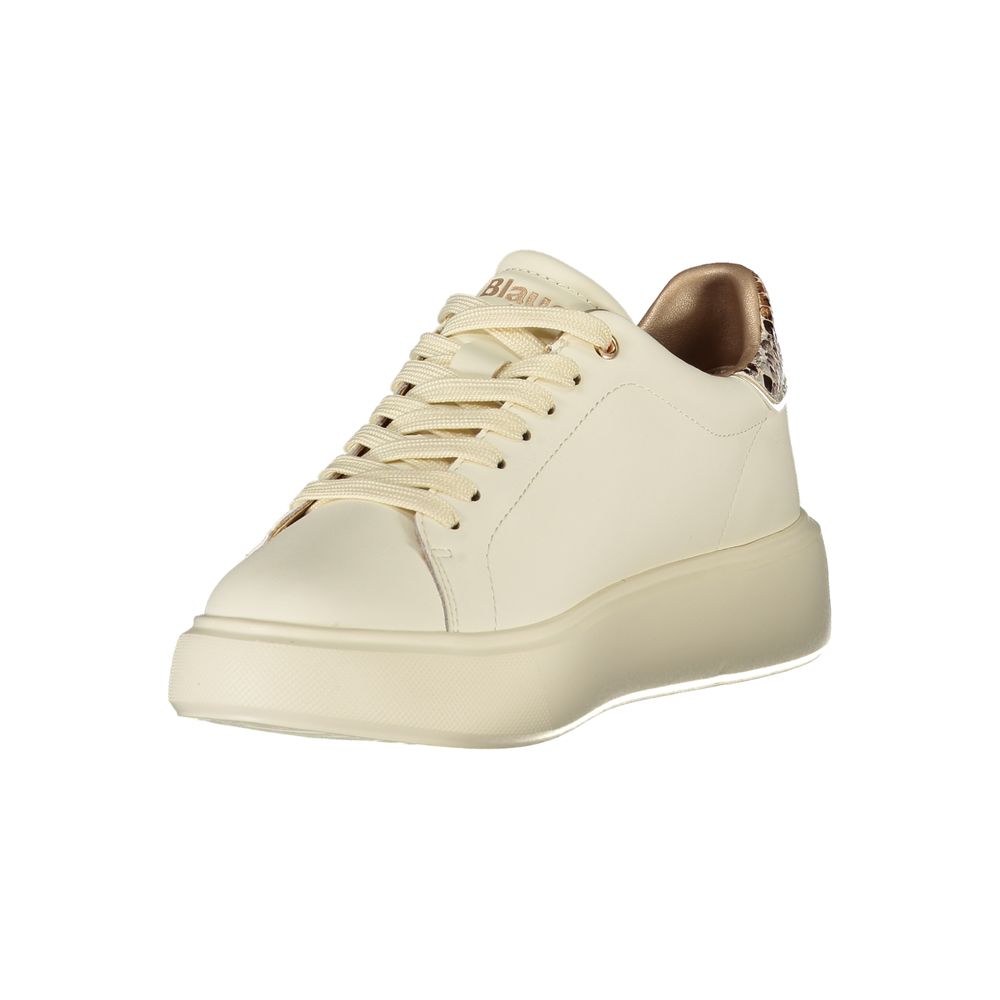 Blauer Damen Sneaker aus Beige Polyurethan