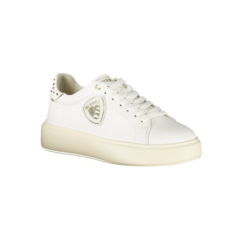 Blauer Weiße Sneaker aus Polyester im Athletic-Stil