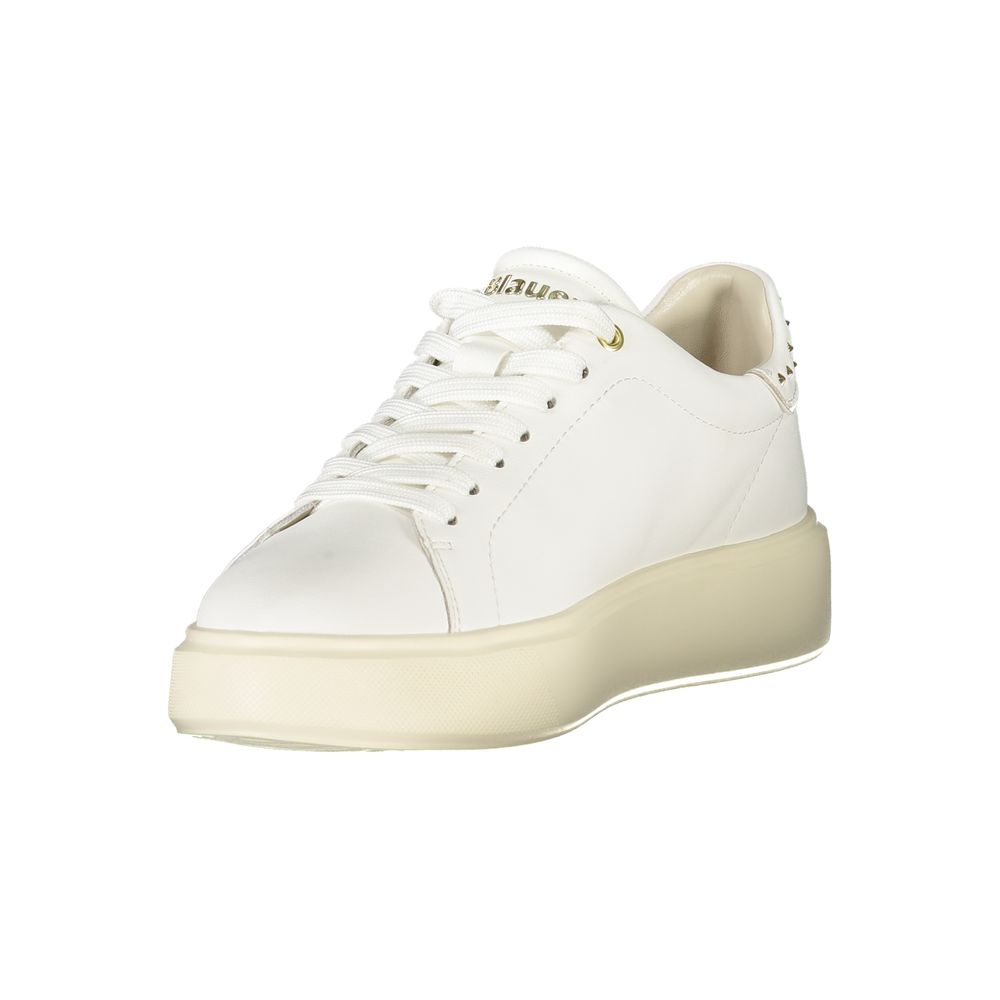 Blauer Weiße Sneaker aus Polyester im Athletic-Stil
