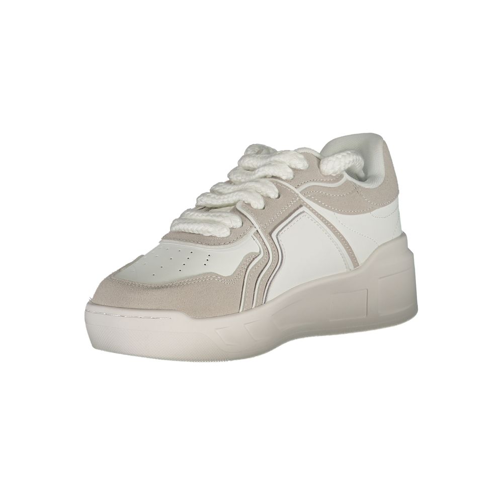 Gaelle Paris Bianco Damen-Sneaker aus Polyurethan