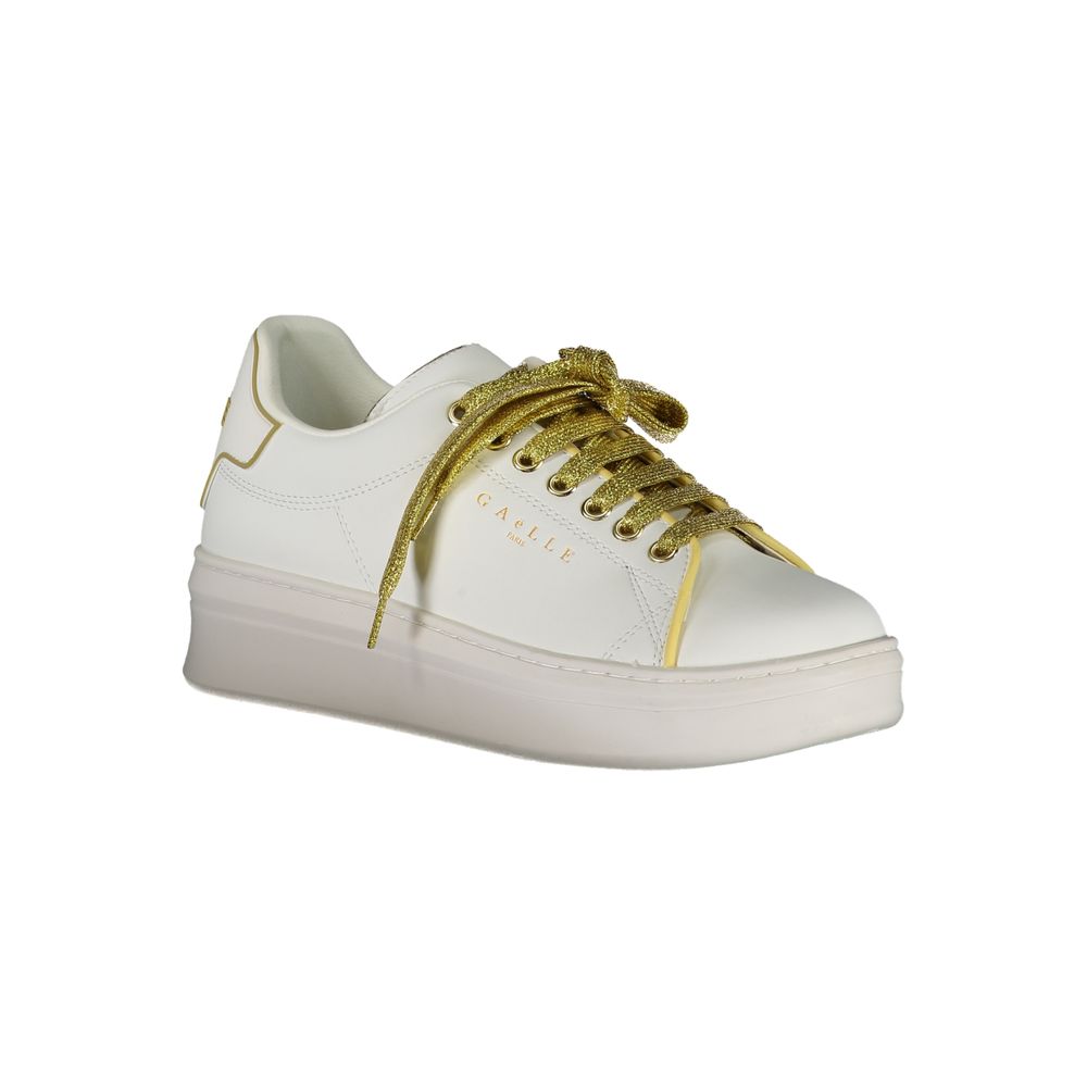 Gaelle Paris Bianco Damen-Sneaker aus Polyurethan