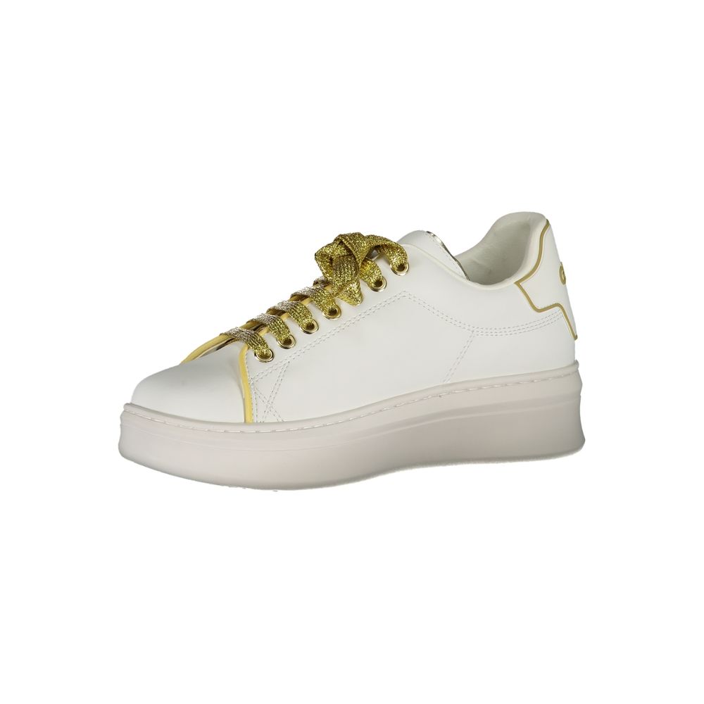Gaelle Paris Bianco Damen-Sneaker aus Polyurethan