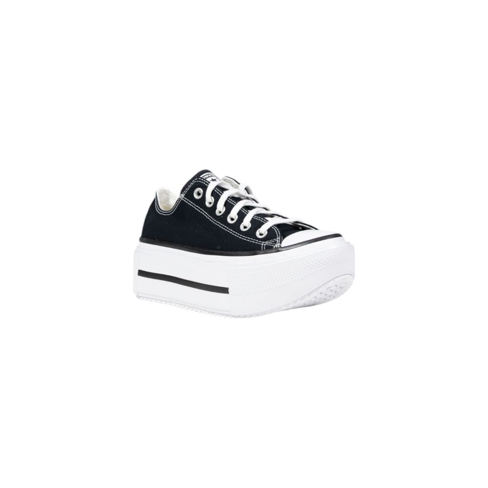 Converse Schwarze und weiße Stoff-Plateau-Sneaker
