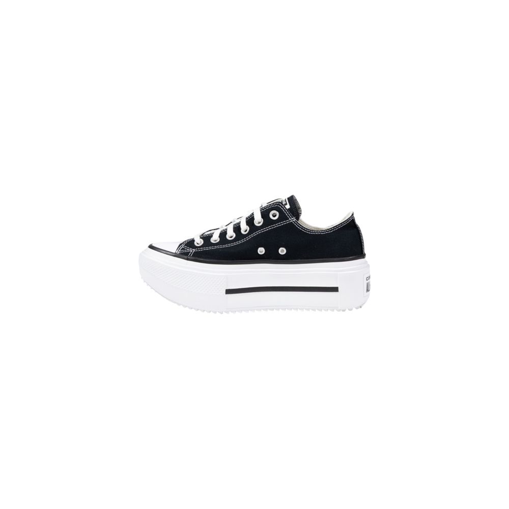 Converse Schwarze und weiße Stoff-Plateau-Sneaker
