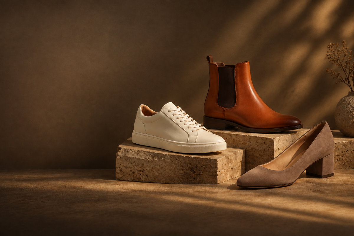 Bannière sombre et chaleureuse pour Lewat Footwear