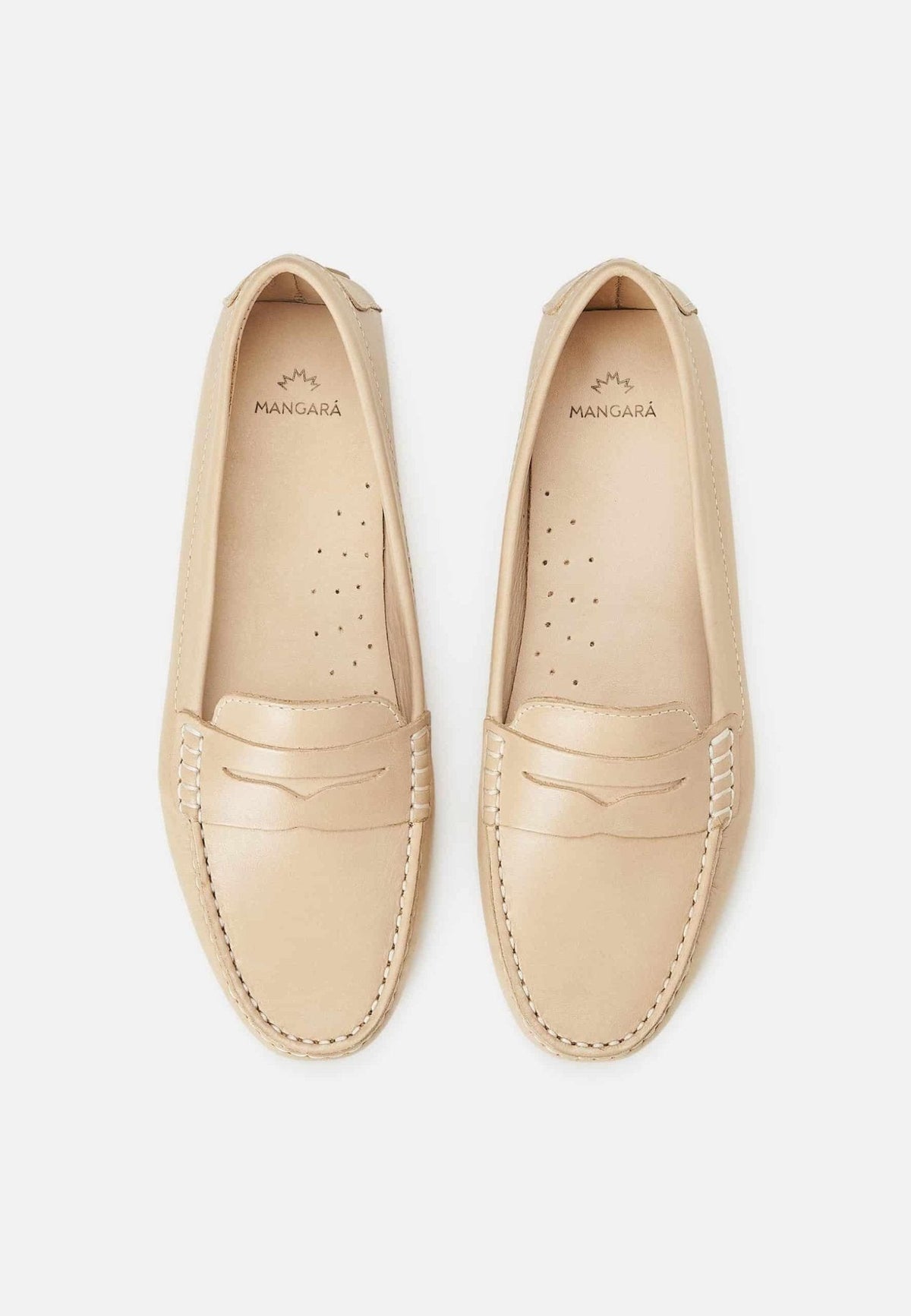 Angico Beige Leather Driving Loafers – Flat Penny Moccasins-2