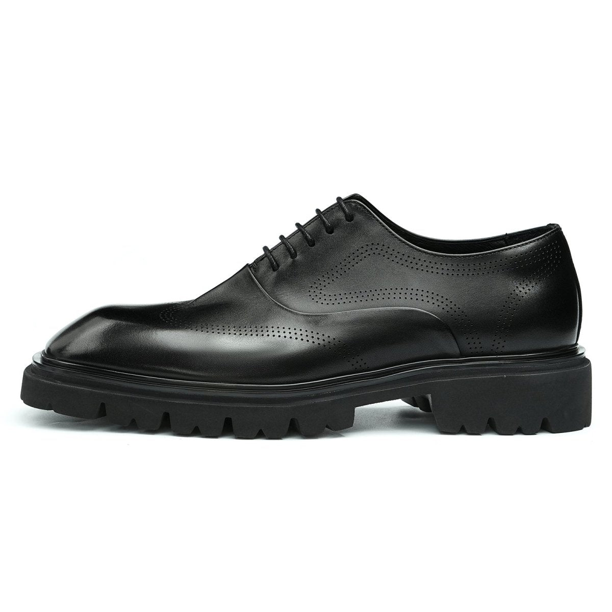 Men’s Breathable Square Toe Oxford Lace Up Dress Shoes-0