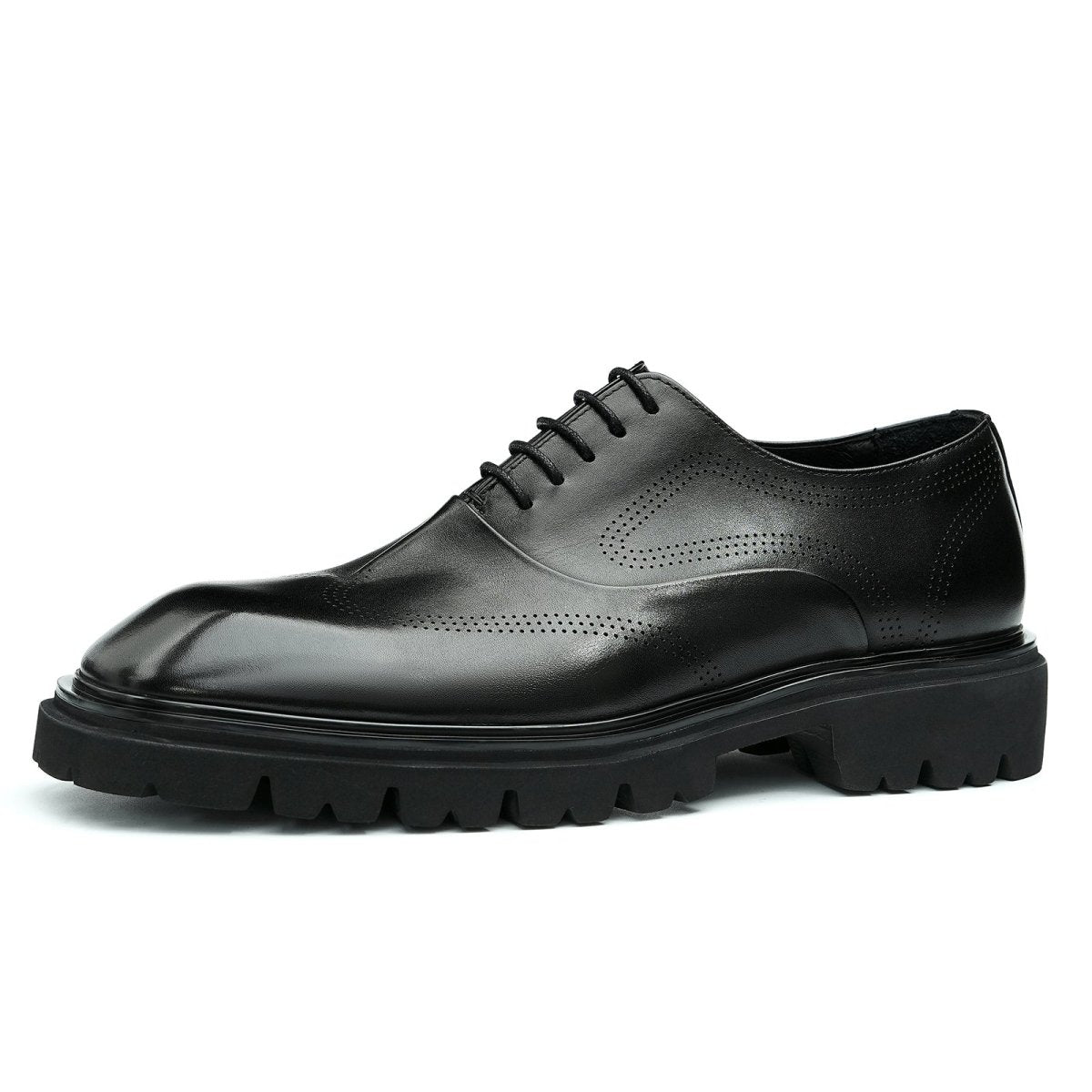 Men’s Breathable Square Toe Oxford Lace Up Dress Shoes-1