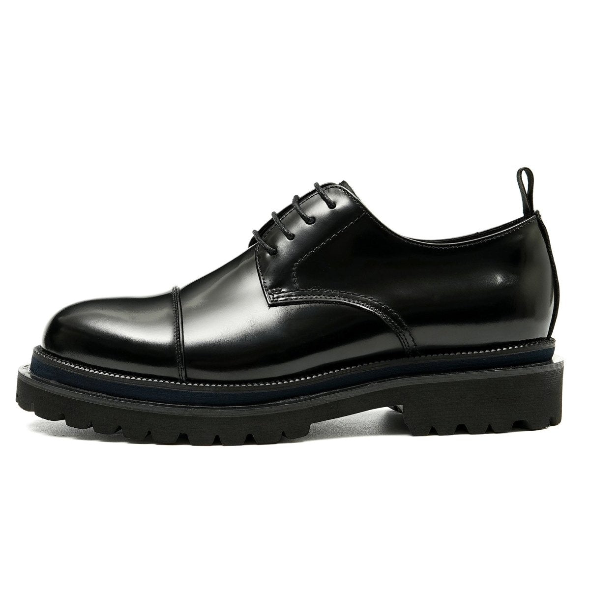 Men’s Glossy Leather Lace Up Derby Shoes-1