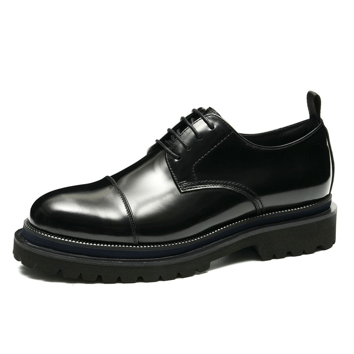 Men’s Glossy Leather Lace Up Derby Shoes-2