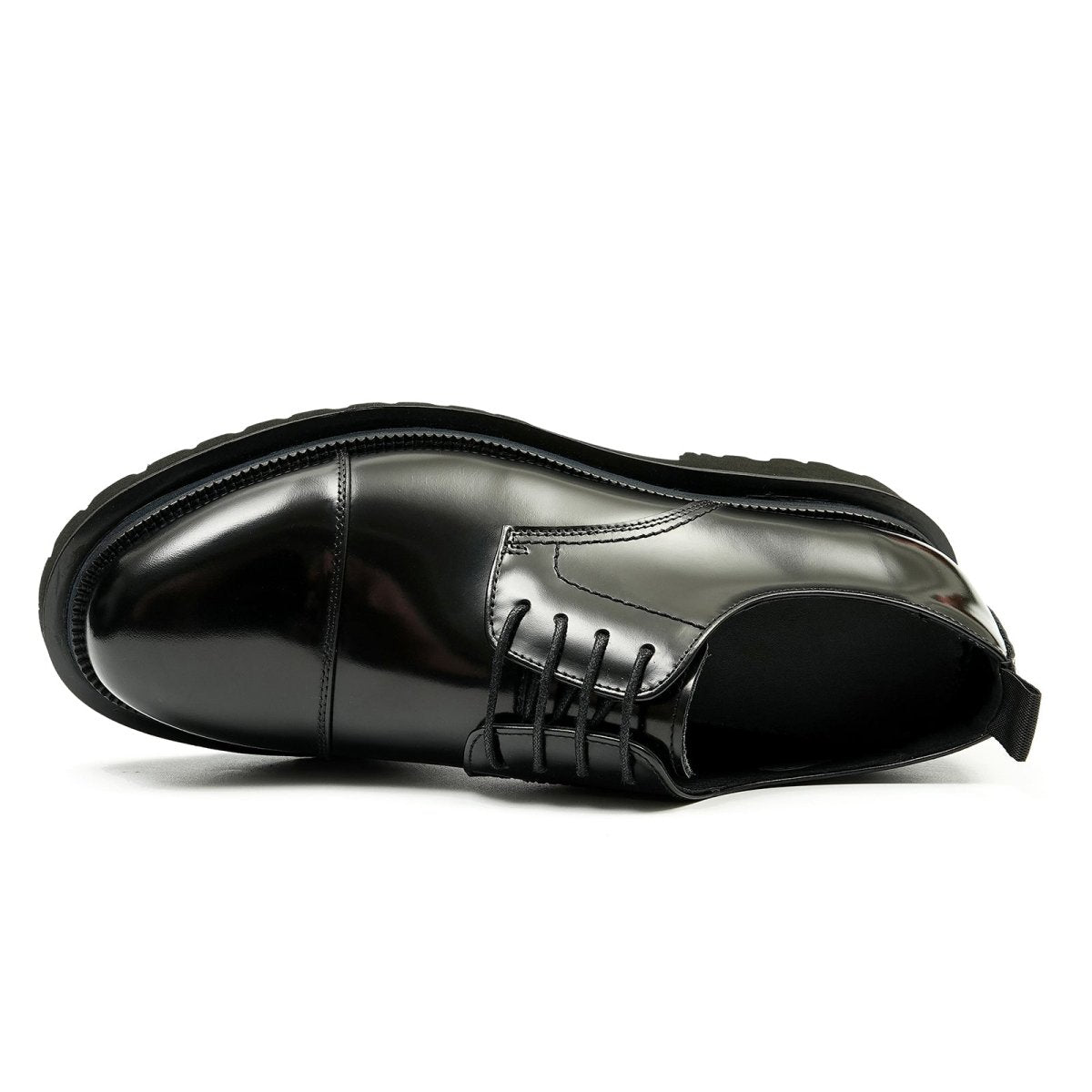 Men’s Glossy Leather Lace Up Derby Shoes-3