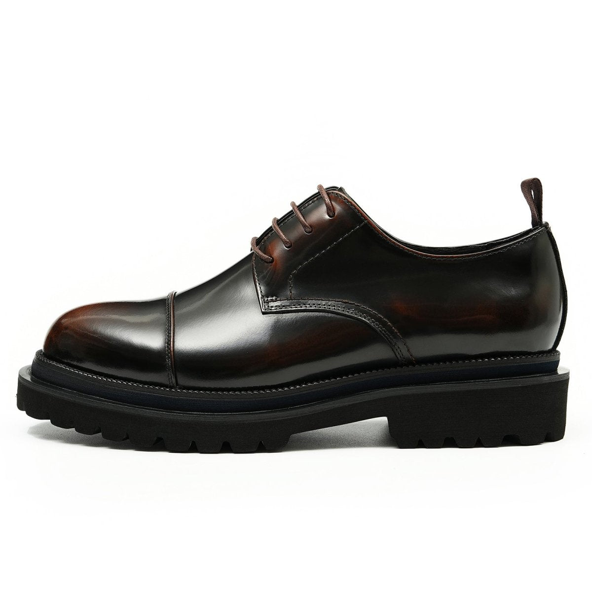 Men’s Glossy Leather Lace Up Derby Shoes-5